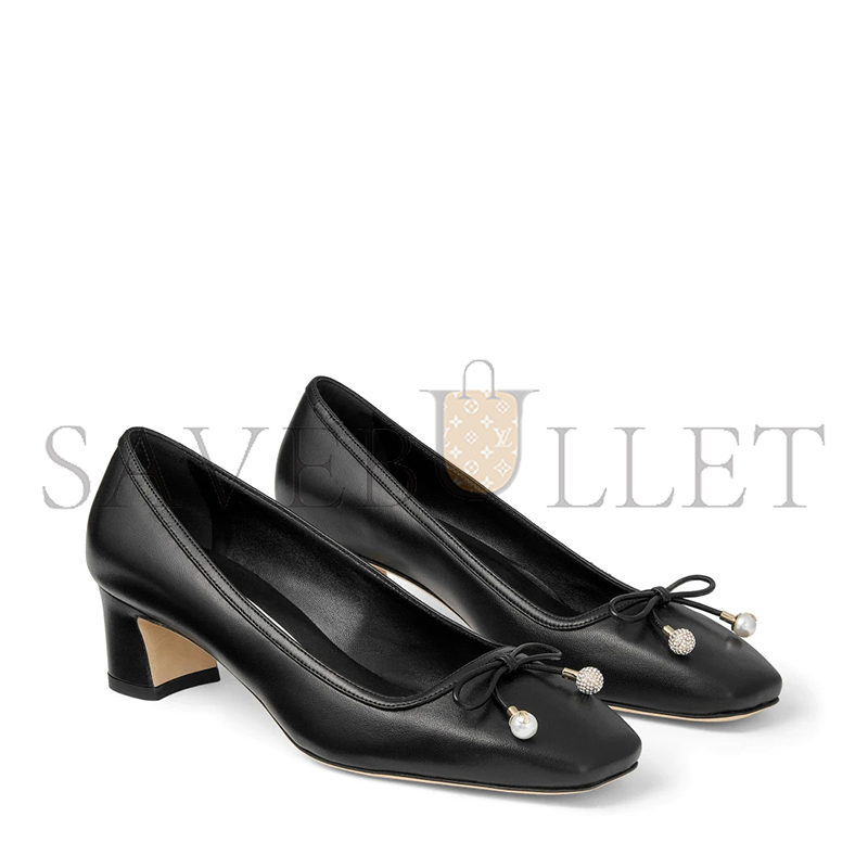 JIMMY CHOO ELME 45 BLACK NAPPA LEATHER PUMPS ELME45NAP